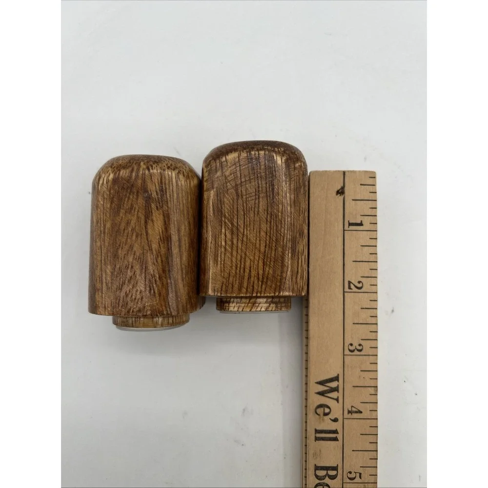 Vintage Hand Carved Wood Aztec Tiki Design Salt and Pepper Shakers‎